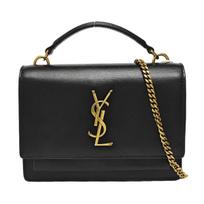 [Pre-Owned] YSL Sunset Gold Logo Smooth Leather Sunset Bag Chain Wallet Handbag Crossbody Bag Shoulder Bag Small - Very Good #DZ07KU ONE SIZE