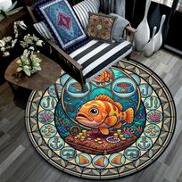 Underwater Treasure Hunt Round Area Rug Under Office Chairs Bedroom Living Room Home Decor 80cm x 80cm