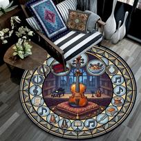 Music Instruments Symphony Round Area Rug Under Office Chairs Bedroom Living Room Home Decor 80cm x 80cm