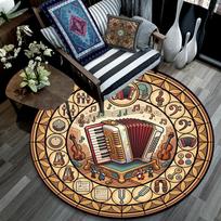 Music Instruments Harmony Round Area Rug Under Office Chairs Bedroom Living Room Home Decor 80cm x 80cm