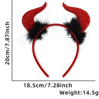 Glitter Red Cane Dress Up Kit Bull horn Devil Horn Headband Halloween Devil Costume Set  Women Headband