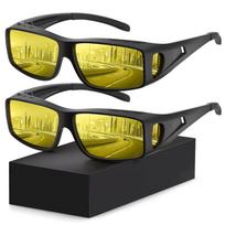 Polarized Night Driving Glasses HD Anti Glare UV Protection Fit Over Night Vision Glasses for Men Women C2 yellow