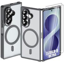 Case + 2 Tempered Glasses for Samsung Galaxy Z Fold 8 Ultra, with Magnetic Ring - Translucent Gray pilka