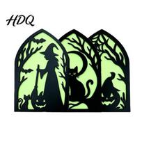 Halloween Desktop Spire Arch Wooden Screen Ornaments Glow in The Dark Gothic Waterproof Signs Decor No Assembly Atmosphere Supplies for Home B