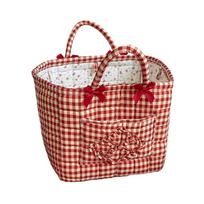 Folding Red Plaid Storage Basket Handheld Nursery Storage Basket Fabric Storage Basket  Bedroom raudona