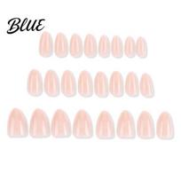 Nude Press On Nails 24Pcs Women on Nails Natural Glossy Almond Stick-on False Fake Full Cover Long Glue
