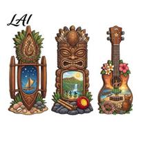 Exquisite Wooden Wall Decoration 3Pcs Hawaiian Tiki Hanging Sign Tropical Surf Coastal Art Art Plaque for Home Bar Patio Decor & Holiday Gift