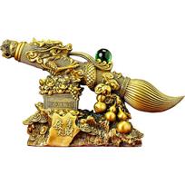 Aris & Juno Brass Fortune Brush Feng Shui Statue – Chinese Wealth & Good Luck Figurine for Entryway, Home Office Desk or Shelf Decor, Gift for