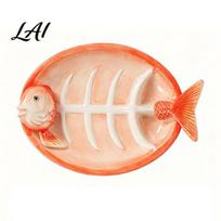 Dumpling Dipping Plate Fish Shaped Ceramic Plate Sushi Serving Tray with Three-dimensional Dip Sauce Grooves Multifunctional Appetizer Platter