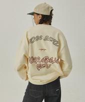 Mc Wood Gun Akarit 3326 Brushed Chain Embroidery Oversized Cream Sweatshirt L
