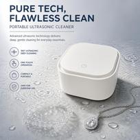 Ultrasonic Cleaner for 360° Deep Cleaning of Invisible Aligners, Dentures, Retainers, Mouth Guards & Orthodontic Appliances 12 V&AU Plug rožinė