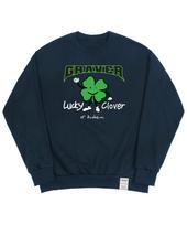 Graver [Unisex] Lucky Clover Center Sweatshirt_Navy Navy_White Logo/S