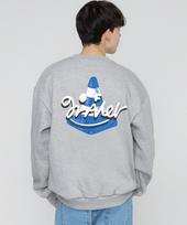 Graver [Unisex] Grver Sign Smile Back Logo Sweatshirt_Gray Grey_Blue Logo/Xl