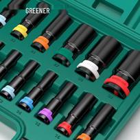 Greener Electric Impact Wrench with 15-Piece Socket Set CN plug (adapter included)