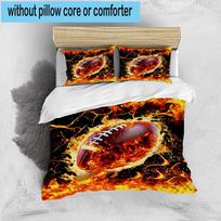 1PC Flaming Football Artwork 3pcs Bedding,Including 1pc Duvet Cover And 2pcs Pillowcases Perfect for Christmas,Ideal for Bedroom, Dormitory 135cm*200cm