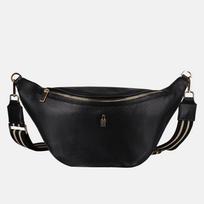 Capri - black leather crossbody fanny pack