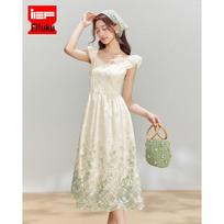 IEF French Pastoral Sleeveless Maxi Dress S abrikosas