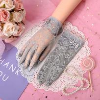 Driving Women Summer Flower Lace  Mittens Five Fingers Mitts Lace Mitten Thin Gloves pilka