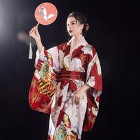 Cosplay Costume Sakura Girl  Kimono Dress Printed Floral Japanese Style Yukata Bathrobe  Fireworks Style 7