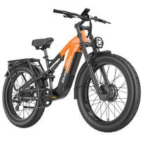 Elektrinis dviratis Zazawork CF26 Maks. 26  padanga 2000W variklis Dvigubas hidraulinis stabdys 48V 25Ah LED ekranas Didžiausias greitis 50 km/h Maksimali apkrova 180 kg oranžinė