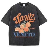 Spritzy Veneto Orange Fruits Prints Washed T Shirts Women Cotton TShirt Distressed ONeck Comfortable Tops Summer Woman Clothes S įvairiaspalvis