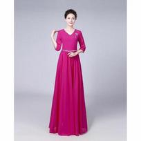 Women's Slim-Fit Chorus & Stage Dance Long Dress 4XL rožinė raudona spalva