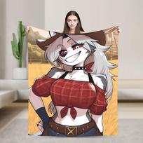 Helluva Boss Loona Flannel Blanket Warm Soft Bedding Throws for Couch Chair Airplane Travel Print Bedspread Sofa Bed Cover Size: 75*100cm, Weight: 230 GSM