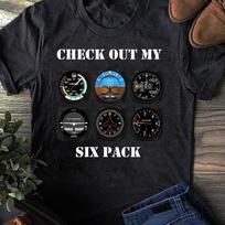 Pilot Aviation Check Out My Six Pack Flying Airplane Gift for Airplane Lover, Aviation Shirt, Funny PiloT-Shirt, Airline Pilot 3XL