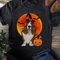 Basset Hound Halloween T-Shirt: Jack O' Lantern Dog Lover Gift L