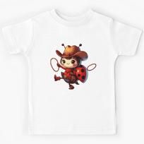Western Rodeo Cowboy Outfit Hat Ladybug Texas Animals Kids T-Shirt 170