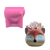 Fox Shape Epoxy Casting Mold Candle Holder Silicone Mould Flowerpot Resin Moulds 1