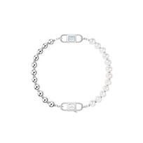 Lola Rose [Stacking] City Roaming Series White Mother-of-pearl Copper Alloy Bracelet Women’s Silver Urban Bracelet—Pearl Large sidabras