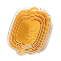 8pcs Household Kitchen Tools Double Layer Multi-function Sink Strainer Fruit Vegetable Washing Bowl Plastic Drain Basket (as the picture,M)
