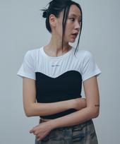 Three To Eighty Corset Layered T-Shirt (Black) Os/Free