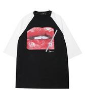Monkey Flower Women'S Raglan Half-Sleeve Mini Terry T-Shirt / Ms1Wtss11F Black Free