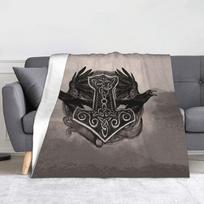 Mjolnir the Hammer of Thor Blanket Flannel Autumn/Winter Viking Breathable Soft Throw Blankets for Bedding Travel Quilt Size: 75*100cm, Weight: 230 GSM