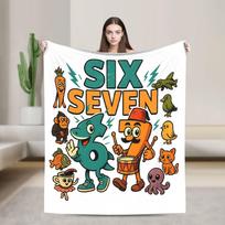 67 Six Seven Christmas Bruh Italian Brainrot Blankets Coral Fleece Plush Spring Throw Blankets for Home Outdoor Bedding Throws Size: 75*100cm, Weight: 230 GSM