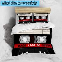 Cassette Tape Design 3pcs Bedding,Including 1pc Duvet Cover And 2pcs Pillowcases Perfect for Christmas,Ideal for Bedroom, Dormitory 135cm*200cm