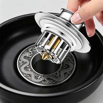 Universal Pop-Up Bathroom Sink Stopper Odor-Resistant Press-To-Close Drain Plug for Washbasin Accessories Hair Catcher Strainer (Silver,Brass) sidabras