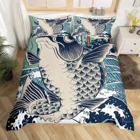 Japanese Fuji Mountain Duvet Cover Set Crane Bedding Set Watercolor Nature Tree Branches Comforter Cover Queen Quilt Covers 135x200cm