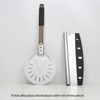 Aluminum Alloy Anodizing Wooden Handle Aluminum Pizza Peel Pizza Cutter Foldable Pizza Making Tools Set
