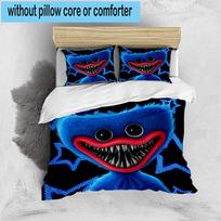 Blue Monster Huggy Night 3pcs Bedding,Including 1pc Duvet Cover And 2pcs Pillowcases Perfect for Christmas,Ideal for Bedroom, Dormitory 135cm*200cm