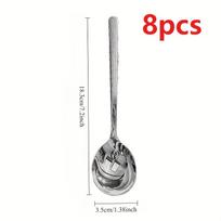 8pcs Stainless Steel Hammering Spoon Set - Suitable for Soup, Catering And Kitchen Use 8pcs