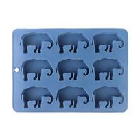 Silikoninis ledo kubelių padėklas su gyvūnų formomis, dramblio, vilko formos ledo forma, be BPA, lengvai išimamas ledo gaminimo aparatas namams (Blue,Elephant) mėlyna