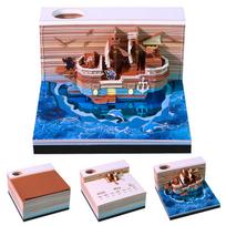 Pirate Ship 3D Promotional Memo Pad Tear Off Paper Craft Nautical Office Personalized Gift None Sticky Notes Cube