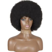 XINRAN Kinky Curly Short Afro Perukai Juodas Natūralus Sintetinis Perukas Moterims Karščiui atsparus pluoštas Afroamerikietiškas perukas