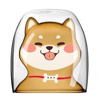 Puikus Shiba Inu dvigubo stiklo puodelis Kūrybiška asmenybė 3D vandens puodelis kavos puodelis pieno puodelio dovana geltona