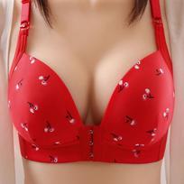 Front Buttoned Underwear Without Steel Ring Anti Sagging Anti Slip Anti Slip Thin Breathable And Sweat Absorbing Bra 36/80BC raudona