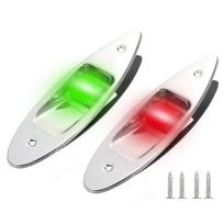 2 vnt. 12V LED navigacinės šviesos, vandeniui atsparios navigacinės šviesos jūriniam laivui, raudona ir žalia šviesa sidabras