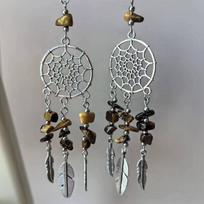 Tigers Eye Dreamcatcher Earrings Dream Catcher Earrings Silver